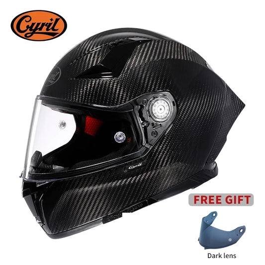 Unisex Lightweight Carbon Fiber Kevlar Full Face Motorcycle Street Bike Helmets Racing Helmet DOT ECE Approved CYRIL Casque Moto