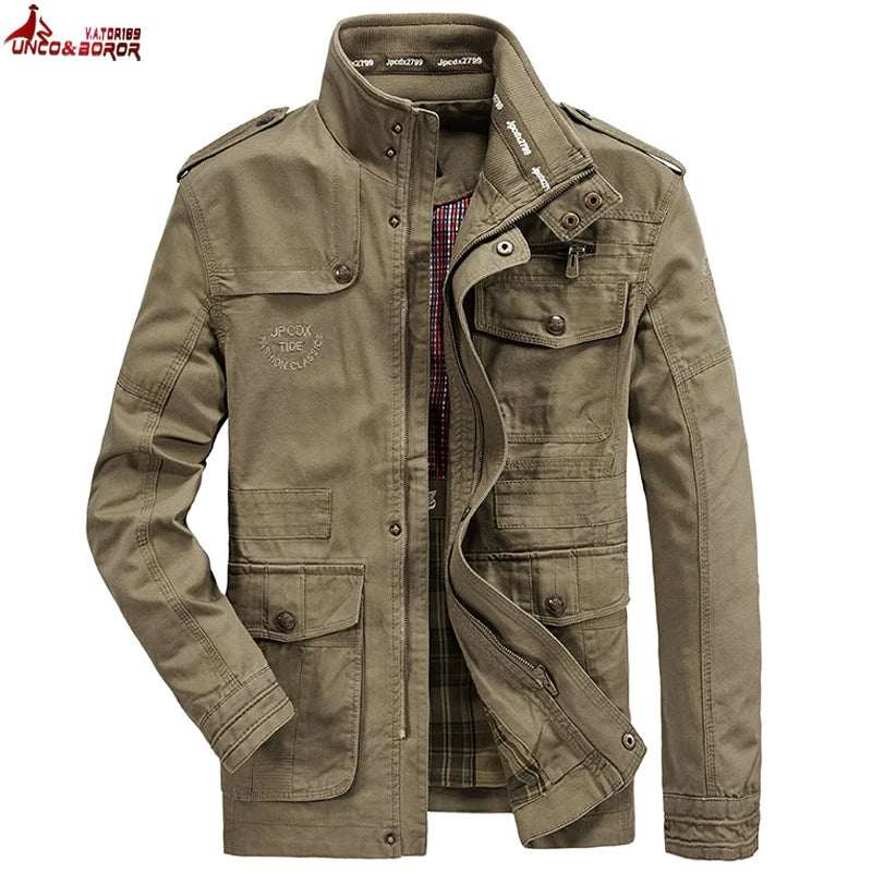 Autumn winter Jacket Men Pure Cotton Business Casual Cargo Jackets