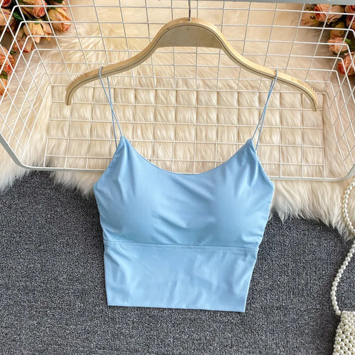 1PC Women Summer Sleeveless Cotton Bustier with Pads Soft Elastic