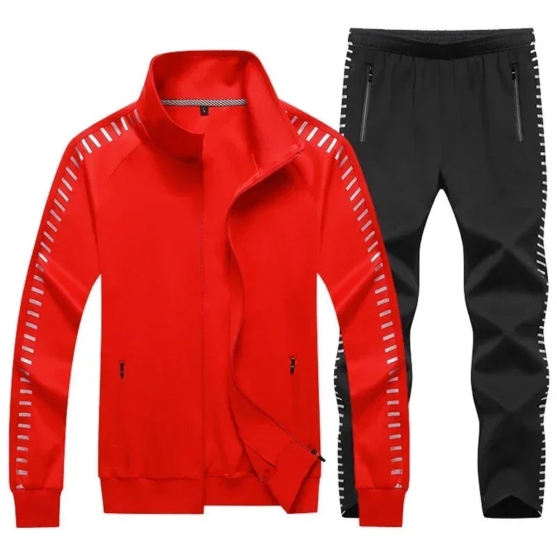 Men's Casual Tracksuits Long Sleeve Gym Jogging Running Suits Sweatsuit Sets Track Jackets + Pants 2 Piece Basketball Sportsuits