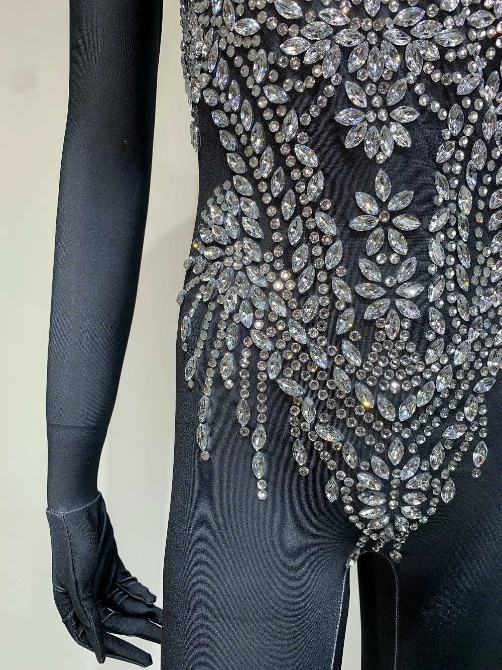 2025 Women Long Sleeve Rhinestone Bodycon Celebrity Jumpsuit Birthday Party Costume Bar Nightclub Stage Performance Rompers