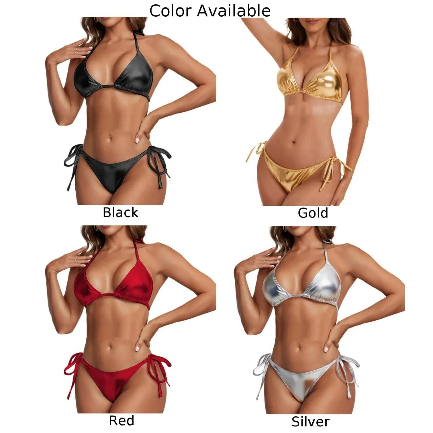 Bikini Sets Womens Swimsuit Beach Split Adjustable Home Regular Sexy Lingerie Slight Stretch Solid Color Stylish