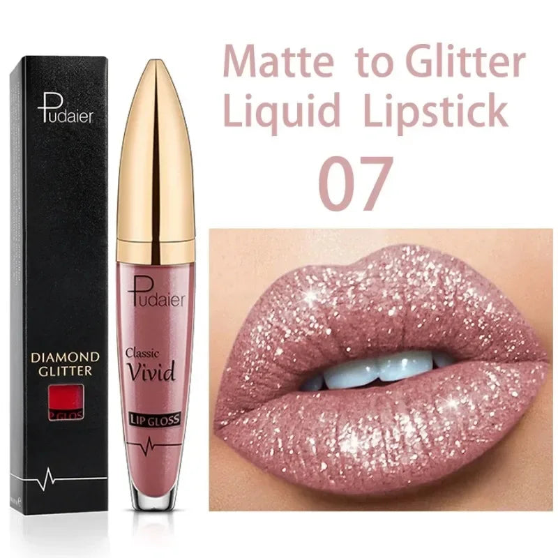 Matte Glitter Liquid Lipsticks Diamond Shiny Lip Gloss Waterproof Long Lasting Pearl Lipgloss Women Lip Tint Makeup Maquillaje