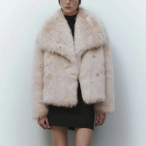 2024 Winter New Fashion Gradient Fluffy Fur Coat Women High Street