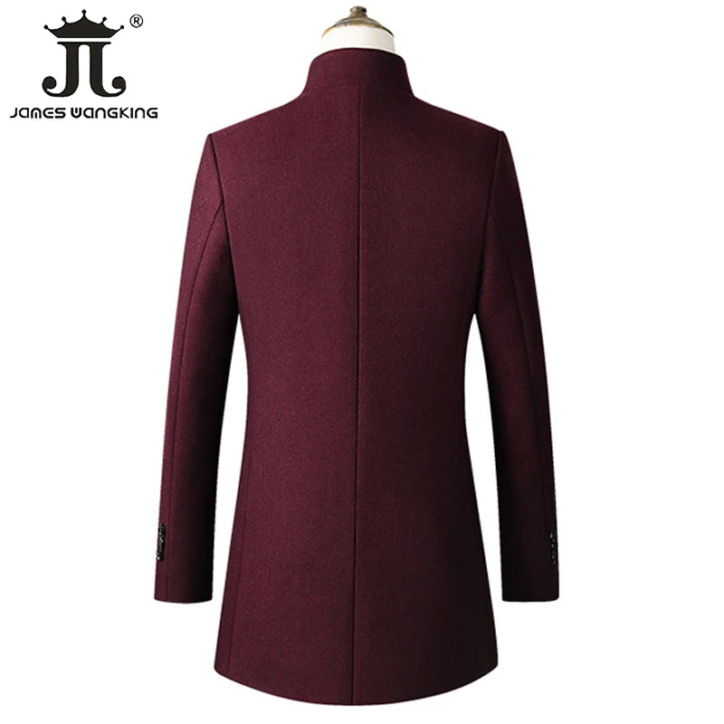 EUR Size XS-XXL Autumn Winter Thick Warm Stand-up Collar Woolen Men