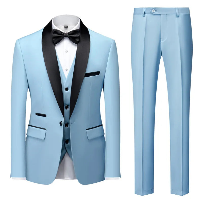 Plus Size S-6XL Men's Casual Business Suits High End Brand Boutique Fashion Blazer Vest Pants Groom Wedding Dress Three-pieces