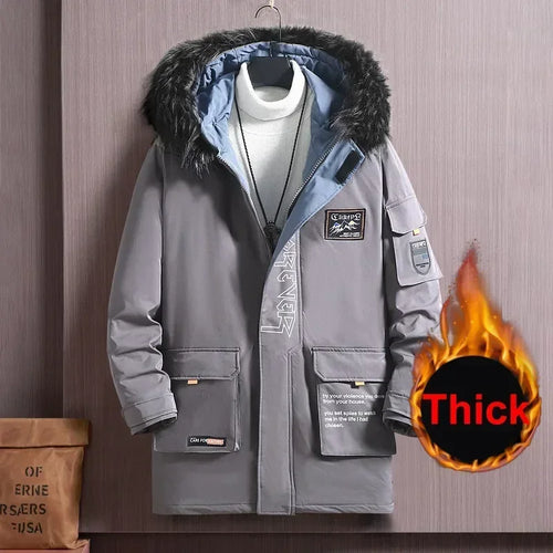 Big Size Clothing Men Winter Jacket Hooded Fleece Warm Long Padding