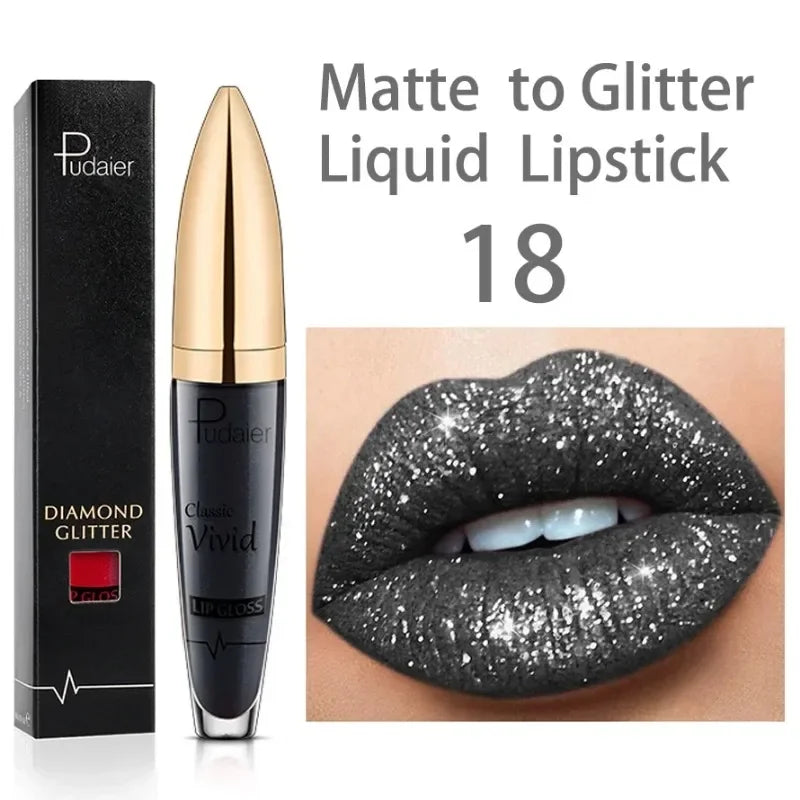 Matte Glitter Liquid Lipsticks Diamond Shiny Lip Gloss Waterproof Long Lasting Pearl Lipgloss Women Lip Tint Makeup Maquillaje