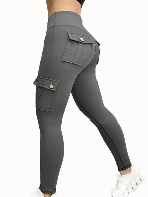 Pockets Gym Leggings Women High Waist Fashion Fitness Pants Skinny