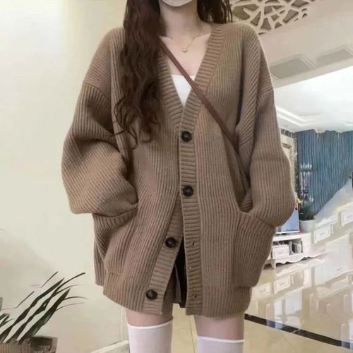 Autumn Winter Women Cardigan Sweater Coats Fashion Female Long Sleeve