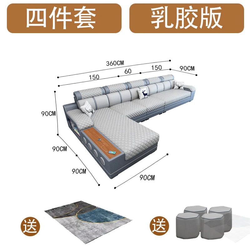 Washless technology cloth latex modern simple size apartment living room corner cloth sofa combination can be disassembled and w