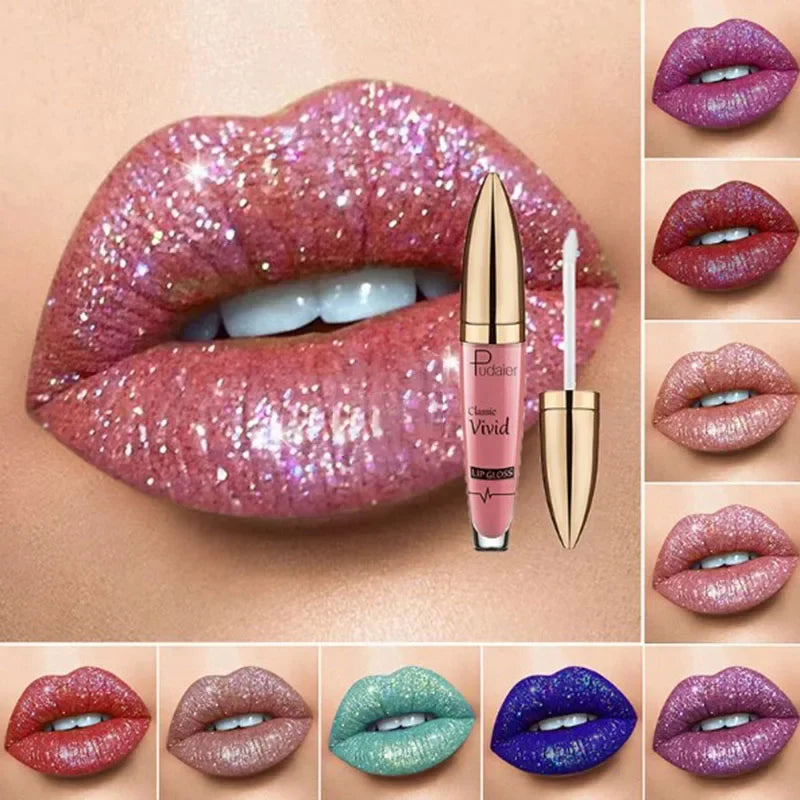 Matte Glitter Liquid Lipsticks Diamond Shiny Lip Gloss Waterproof Long Lasting Pearl Lipgloss Women Lip Tint Makeup Maquillaje