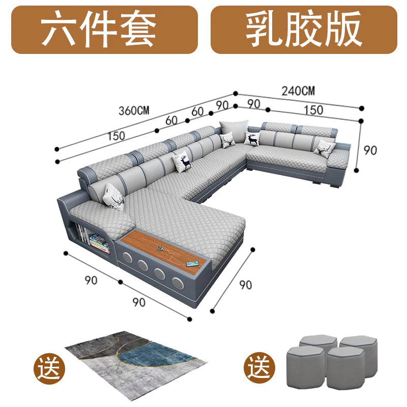 Washless technology cloth latex modern simple size apartment living room corner cloth sofa combination can be disassembled and w