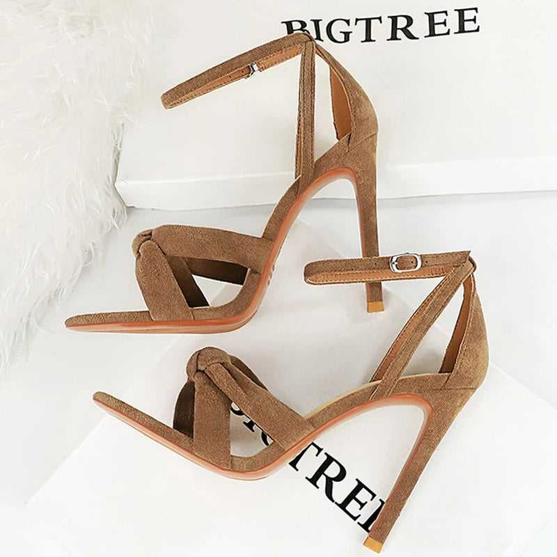 BIGTREE Shoes Women 11cm High Heeled Sandals Ladies Shoes Summer Stilettos Women Sandals Suede Woman Pumps High Heels 2025 New