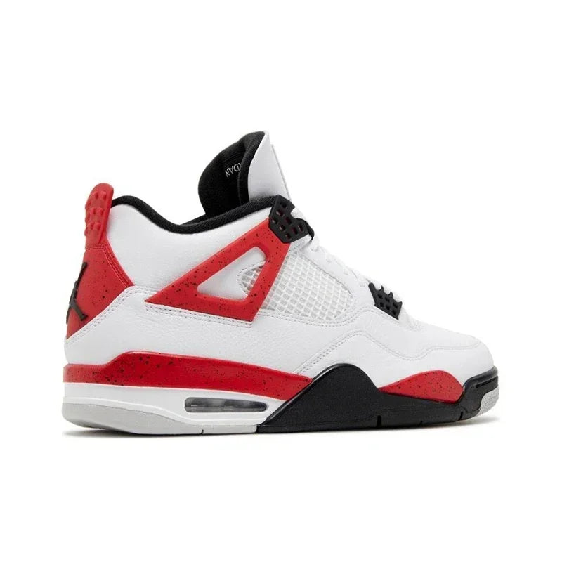 Original Nike Air Jordan 4 "Neutral Grey" "Red Cement" Comfortable Retro Basketball Shoes Men's White and Black and Red DH6927-161