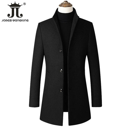 EUR Size XS-XXL Autumn Winter Thick Warm Stand-up Collar Woolen Men