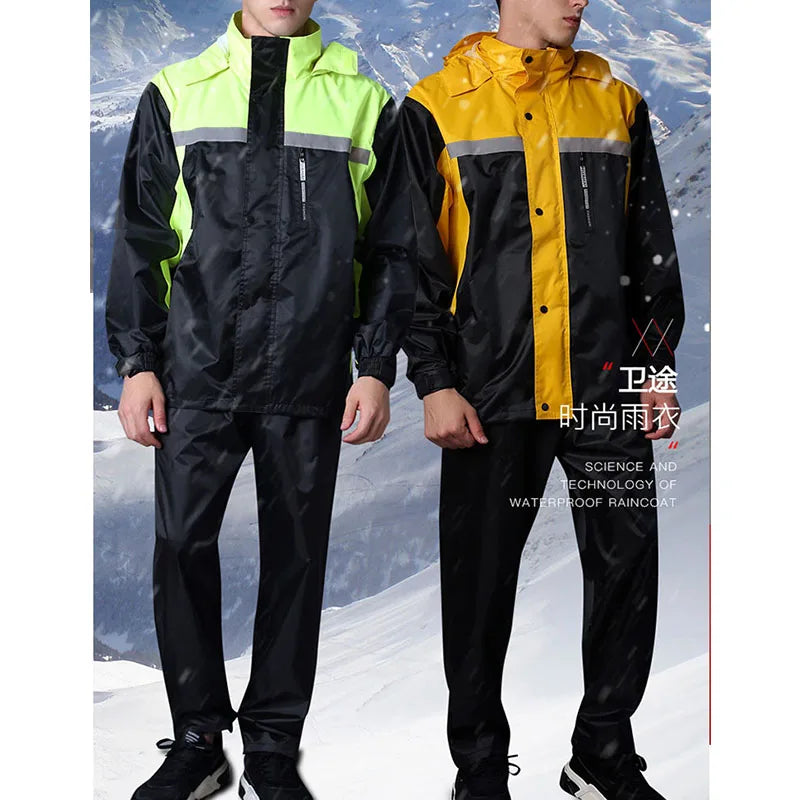 Men‘s Thicker Waterproof Split Raincoat Suits Adult Lightweight