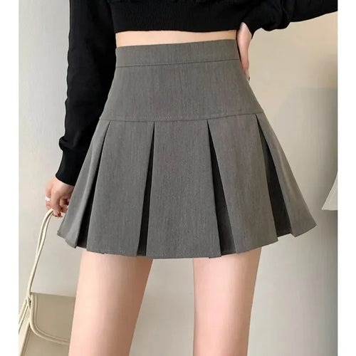 2024 Summer New Women Slim Solid Color Pleated Short Skirt College