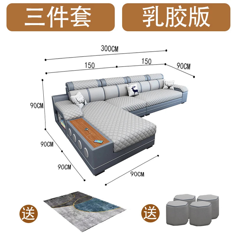 Washless technology cloth latex modern simple size apartment living room corner cloth sofa combination can be disassembled and w