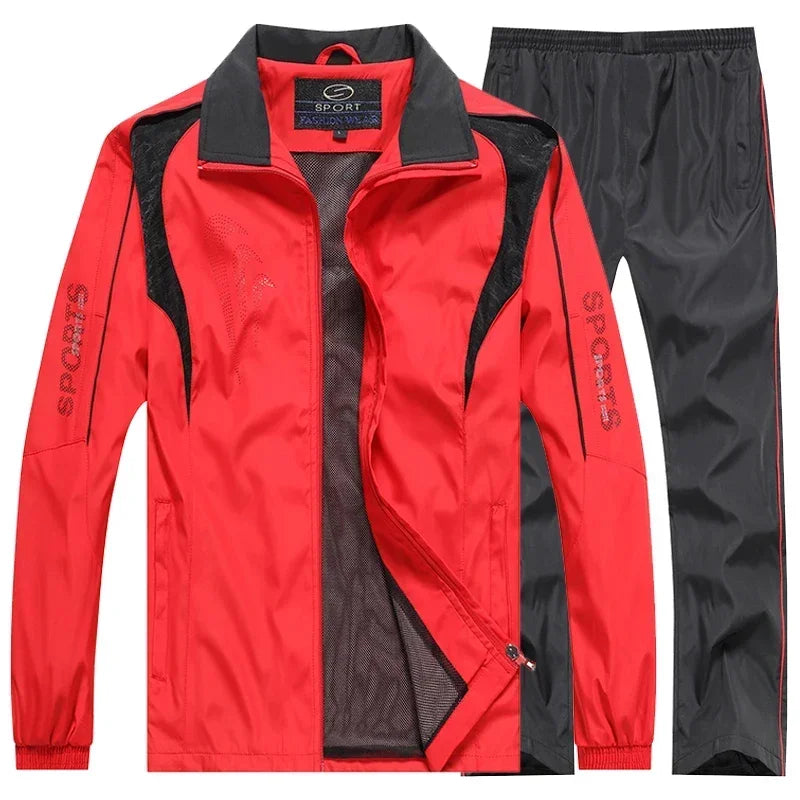 Men's Athletic Running Tracksuit Hoodies Casual Full Zip Jacket+Sweat pants Set Gym Jogging Sports Suit Outwear Men Clothing