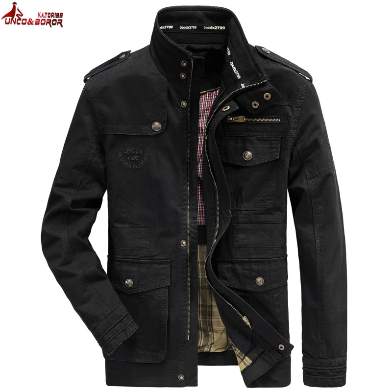 Autumn winter Jacket Men Pure Cotton Business Casual Cargo Jackets