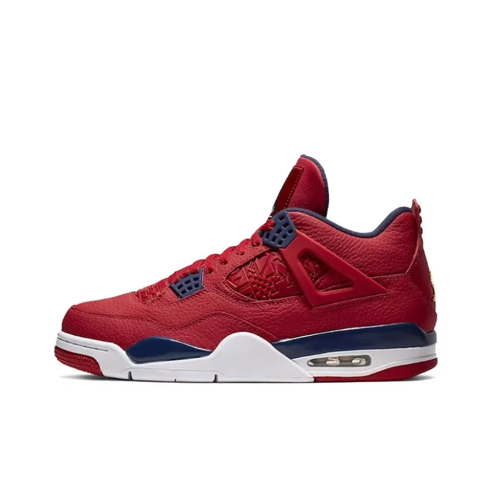 Air Jordan 4 "Tattoo" Comfortable Retro Basketball Shoes Men's White And Black And Red Sneakers 314254-107