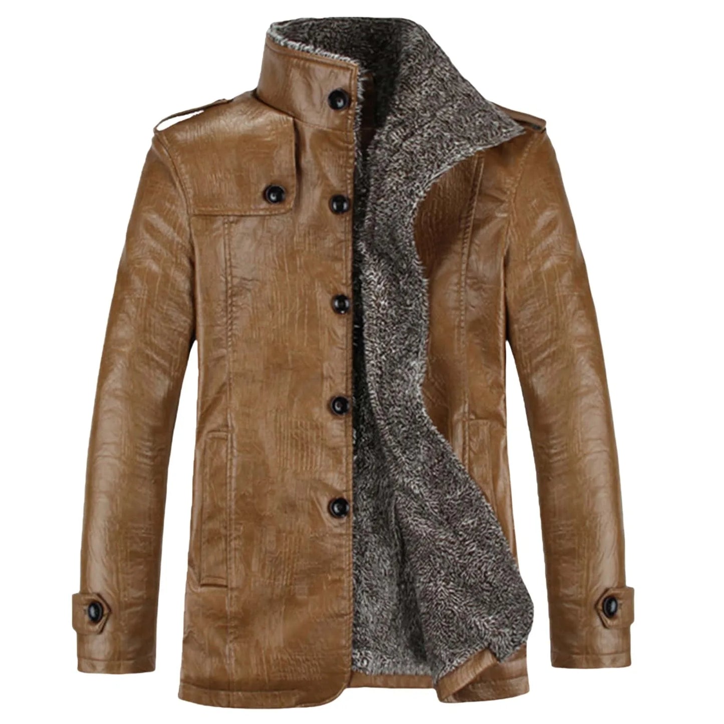 Men'S Stand Collar Shearling Jacket Men Thicken Classic Padded Plush