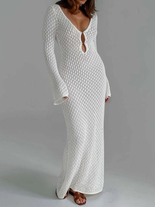 Sexy Women White Long Knit Sleeve Bikin Fashion Cover up Female