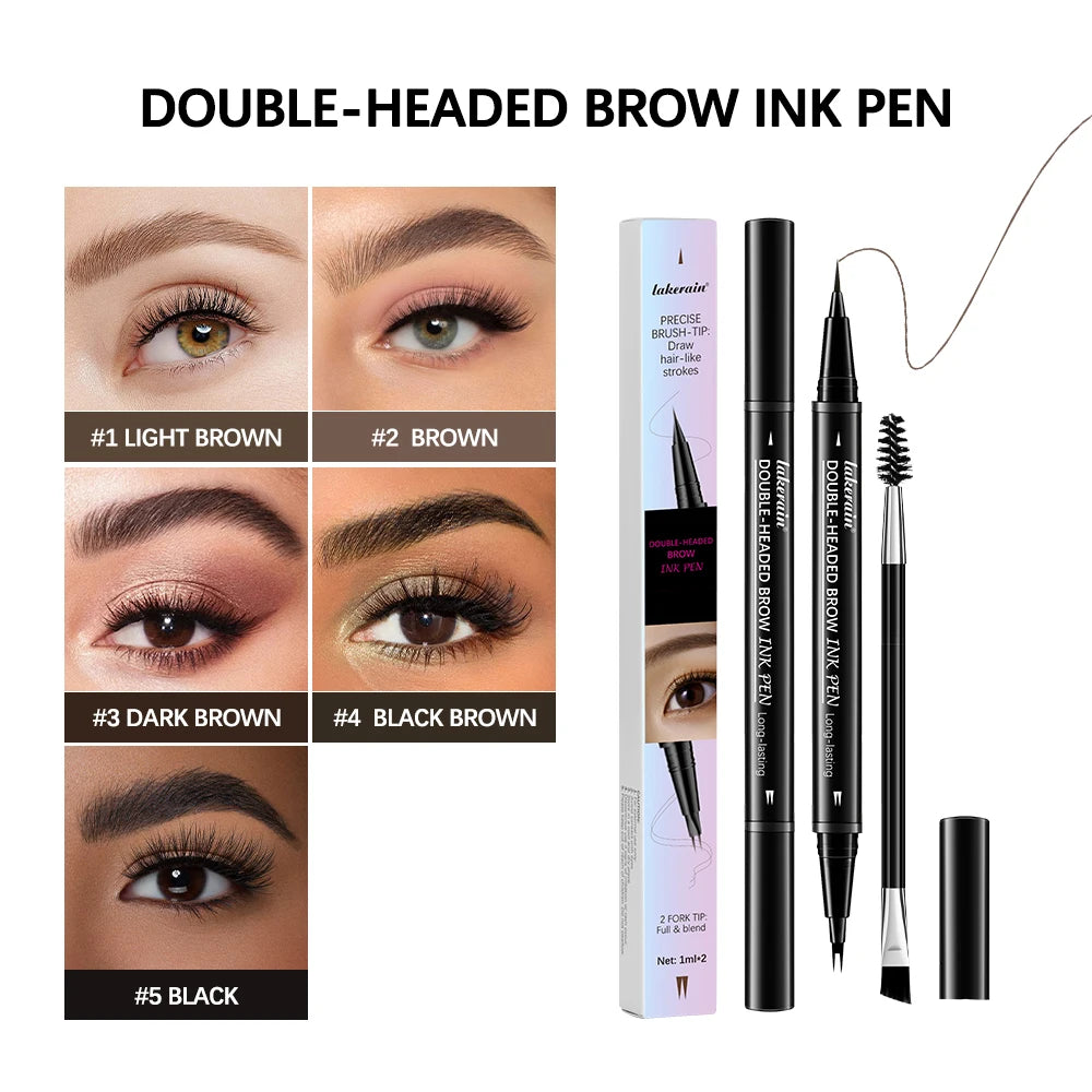 2 In 1 Eyebrow Pencil Waterproof Eye Brow Pencil Perfect Eyebrows Waterproof Makeup Brushes Eyeliner For Set Pen Brown