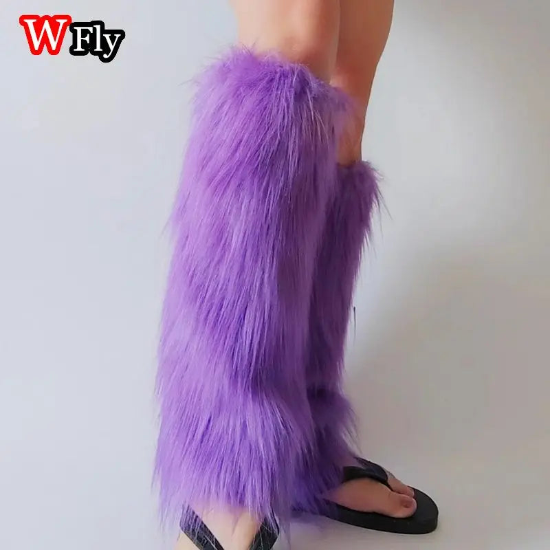 Women Girls Harajuku fur Winter furry Leg Warmer Lady Stockings Gothic Lolita cosplay sweet Lolita Warm Boots furry Leg warmers