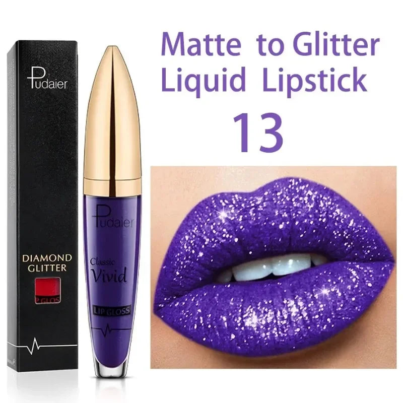 Matte Glitter Liquid Lipsticks Diamond Shiny Lip Gloss Waterproof Long Lasting Pearl Lipgloss Women Lip Tint Makeup Maquillaje