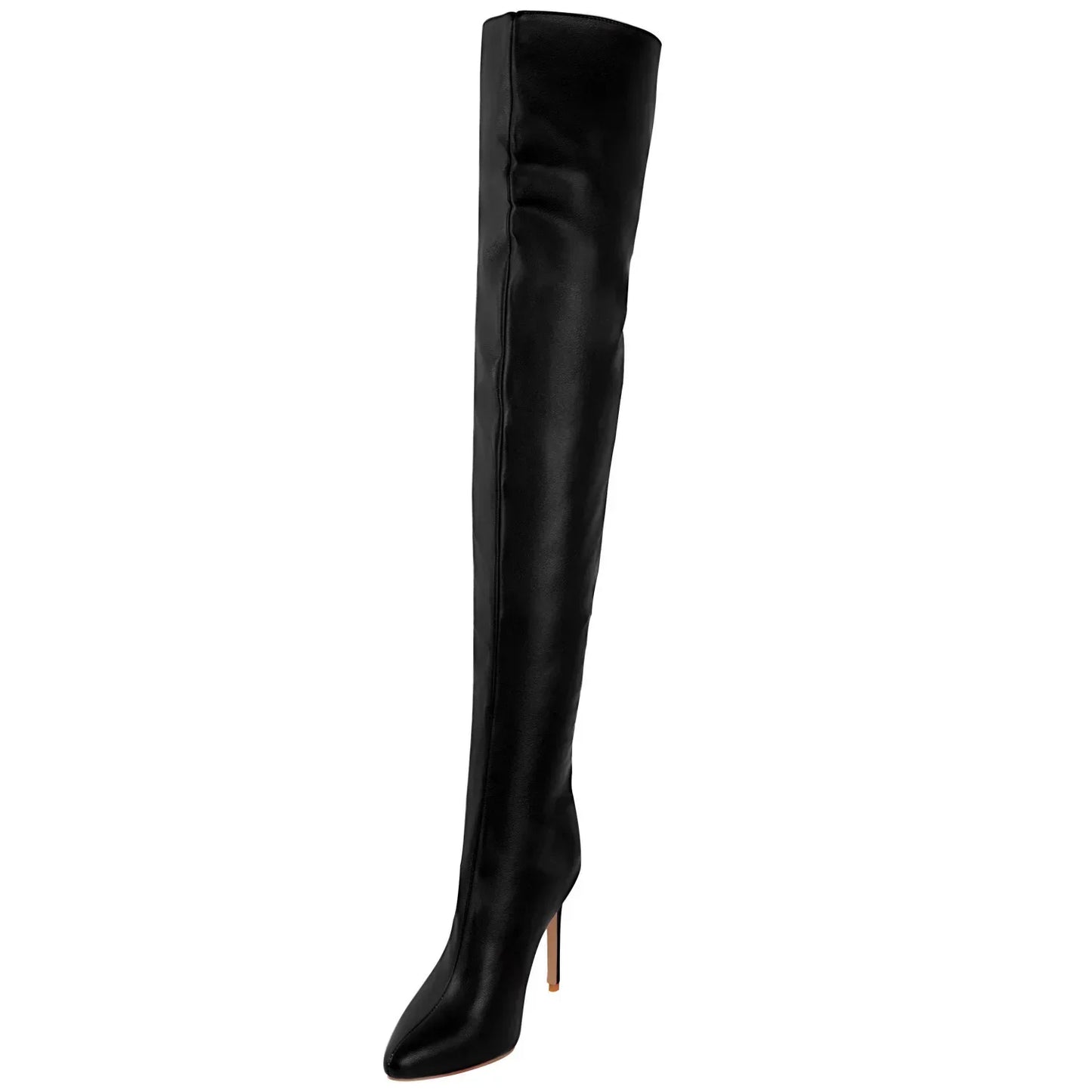 2024 New PU Sexy Over The Knee Long Boots Sewing High Heels 11CM Thin Heels Sharp Tip Rear Zipper Women Solid Color Boots