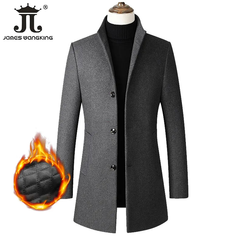 EUR Size XS-XXL Autumn Winter Thick Warm Stand-up Collar Woolen Men