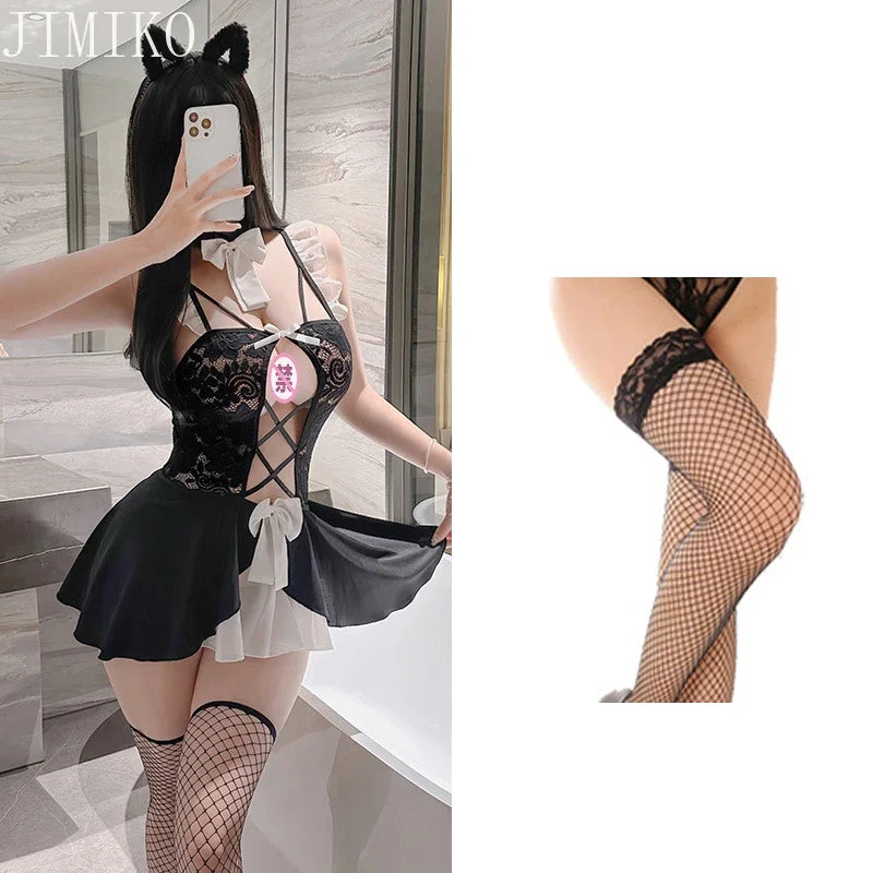 Erotic Lingerie Costumes Plus Size Sexy Mesh Babydoll Hollow Out Body Bodysuits Stripper Sexi Lenceria Mujer Sleepwear Body Suit