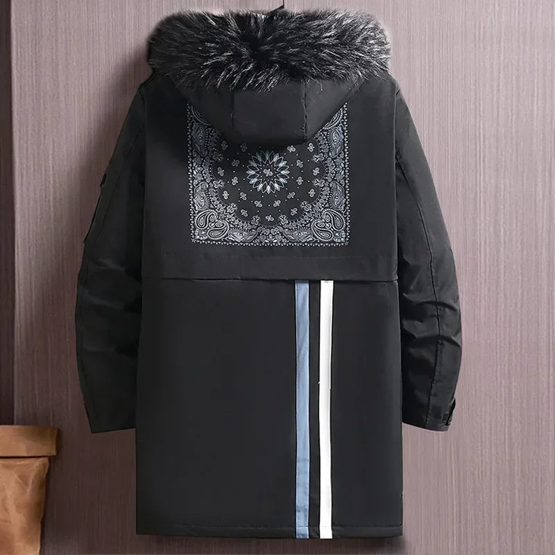 Big Size Clothing Men Winter Jacket Hooded Fleece Warm Long Padding