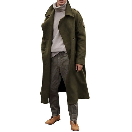 S-2XL Heavyweight Thickened Trench Coat Streetwear Fashion X-long Man