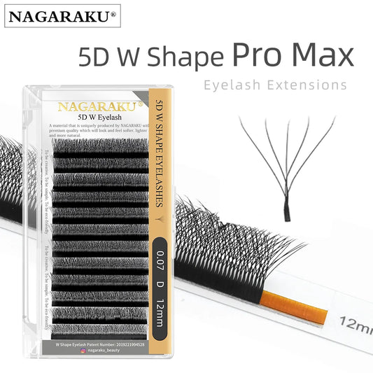 Extensiones de pestañas NAGARAKU 5D en forma de W, paquete grande, volumen mega, prefabricadas 