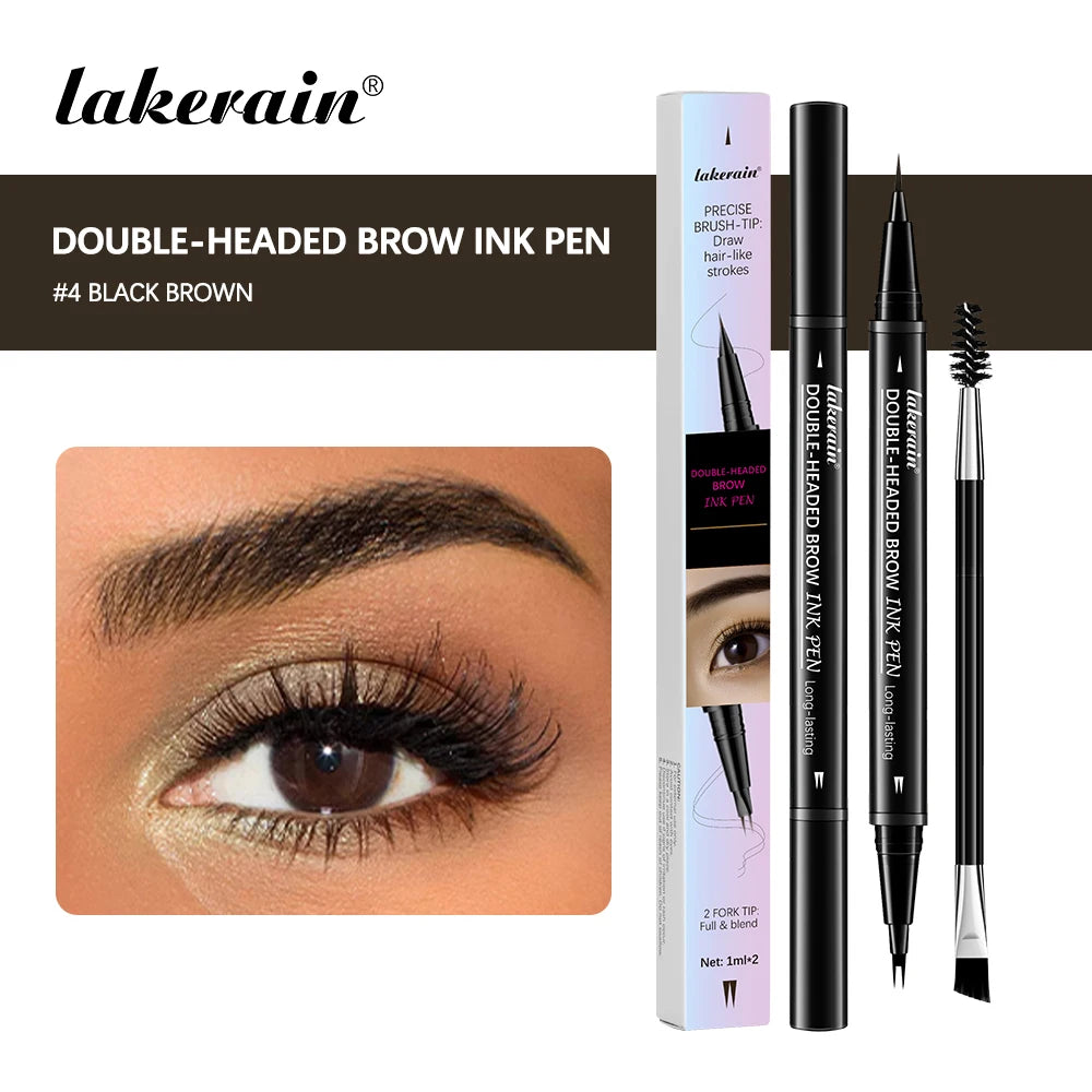 2 In 1 Eyebrow Pencil Waterproof Eye Brow Pencil Perfect Eyebrows Waterproof Makeup Brushes Eyeliner For Set Pen Brown