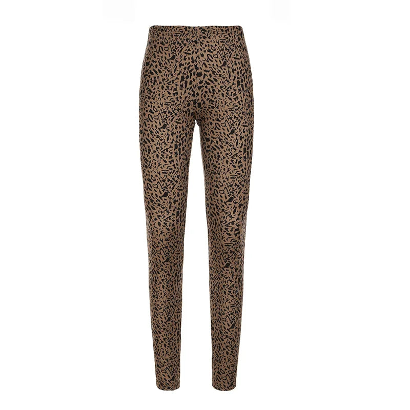 BIIKPIIK Club Sexy Leopard Pants Sets Fashion Slim Fit Two Piece Suits Autumn Long Sleeve Button-up T-shirt + Skinny Pants Party