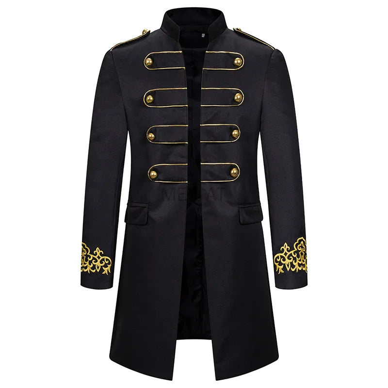 Medieval Men Military Blazer Party Uniforms Vestido Knight Prince Punk