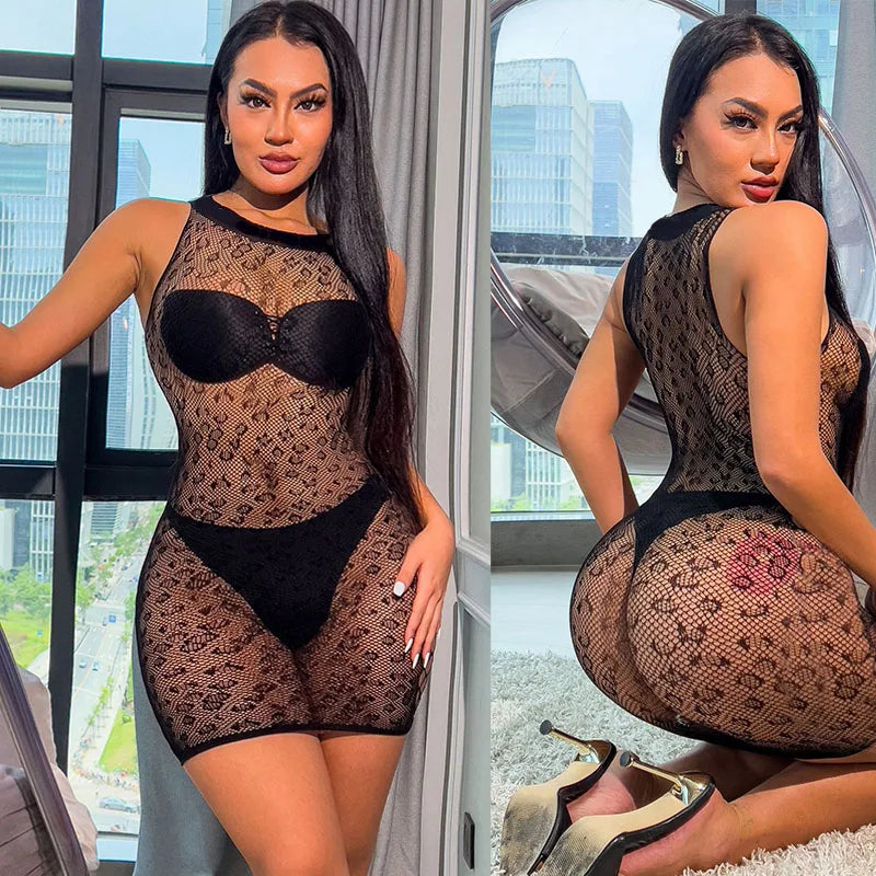 Hot Sexy Leopard Bodystockings Sexy Lingerie Women Lace Underwear Fishnet Bodysuit Erotic Cosplay Costume Roleplay Sex Set