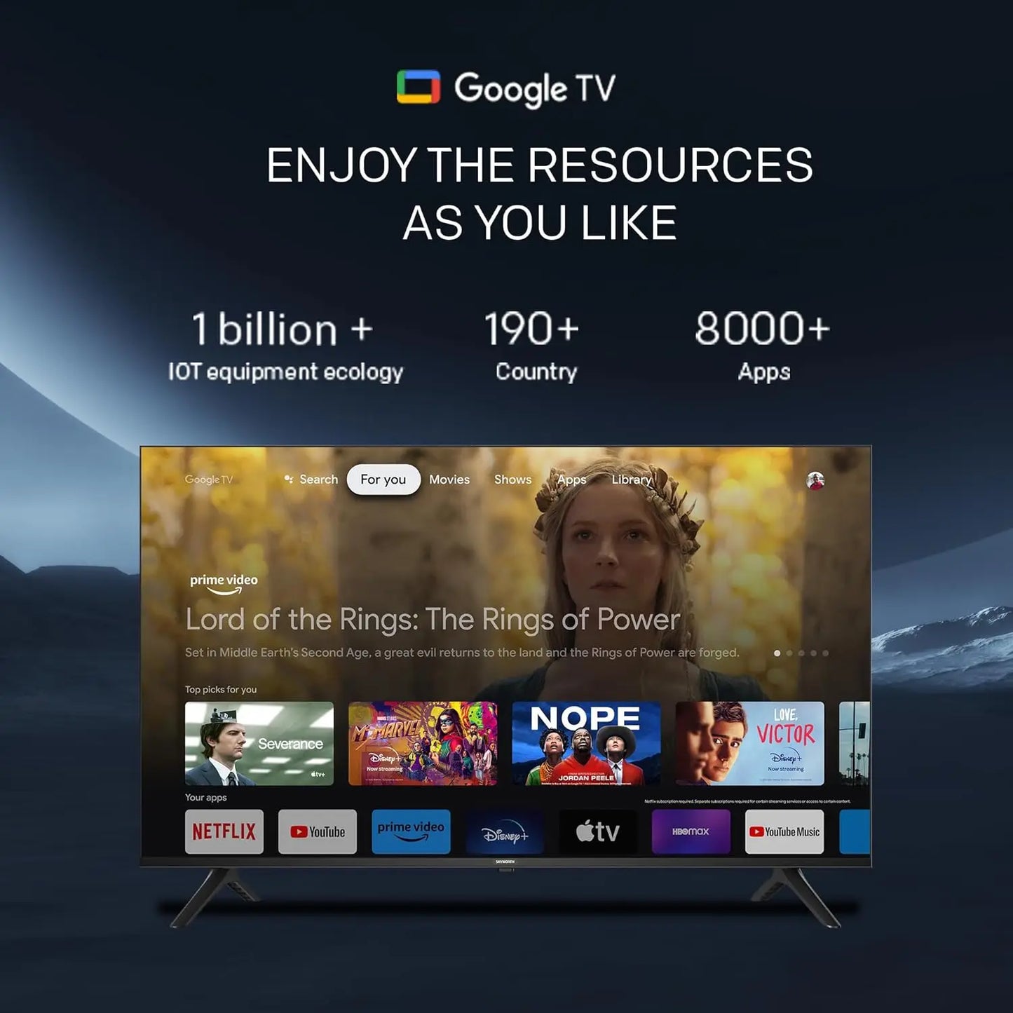 Skyworth 65-Inch 4K UHD Smart TV, UE7600 Series Google TV with Dolby Audio, Bluetooth Remote, Voice Control Google Assistant