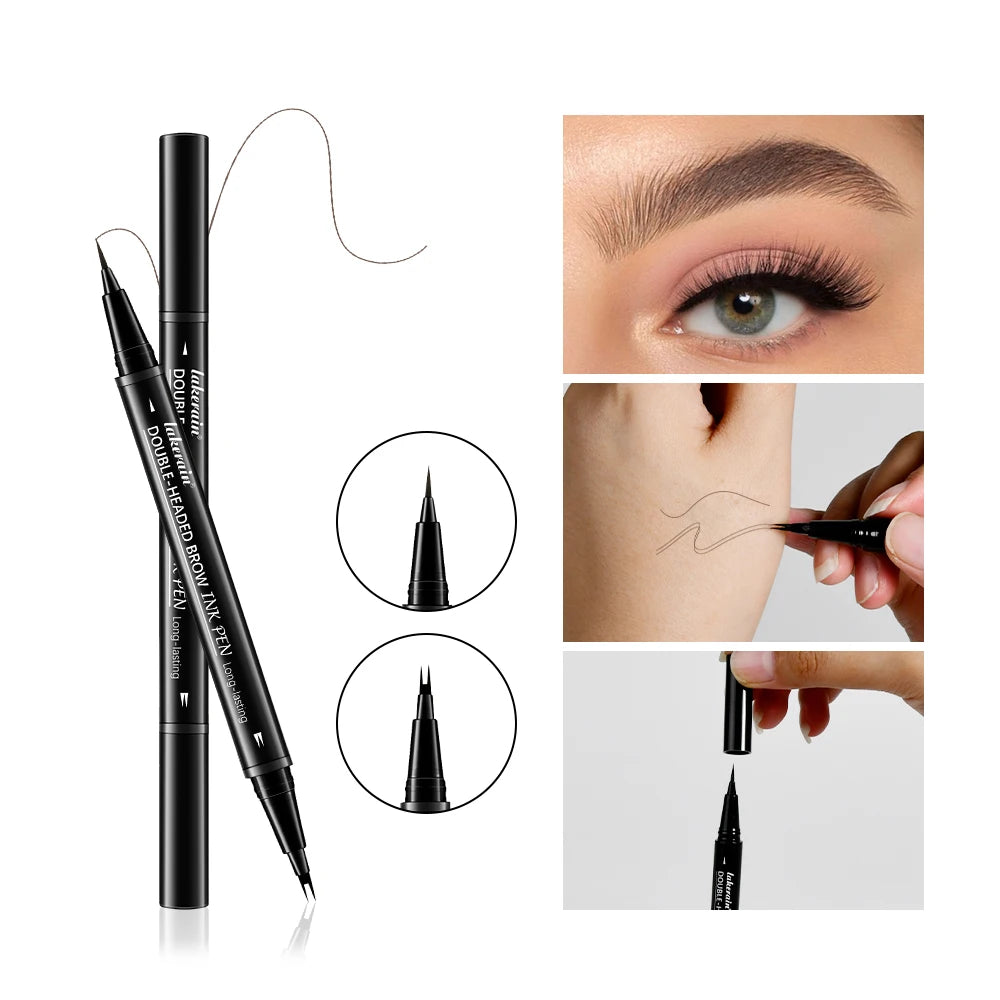 2 In 1 Eyebrow Pencil Waterproof Eye Brow Pencil Perfect Eyebrows Waterproof Makeup Brushes Eyeliner For Set Pen Brown