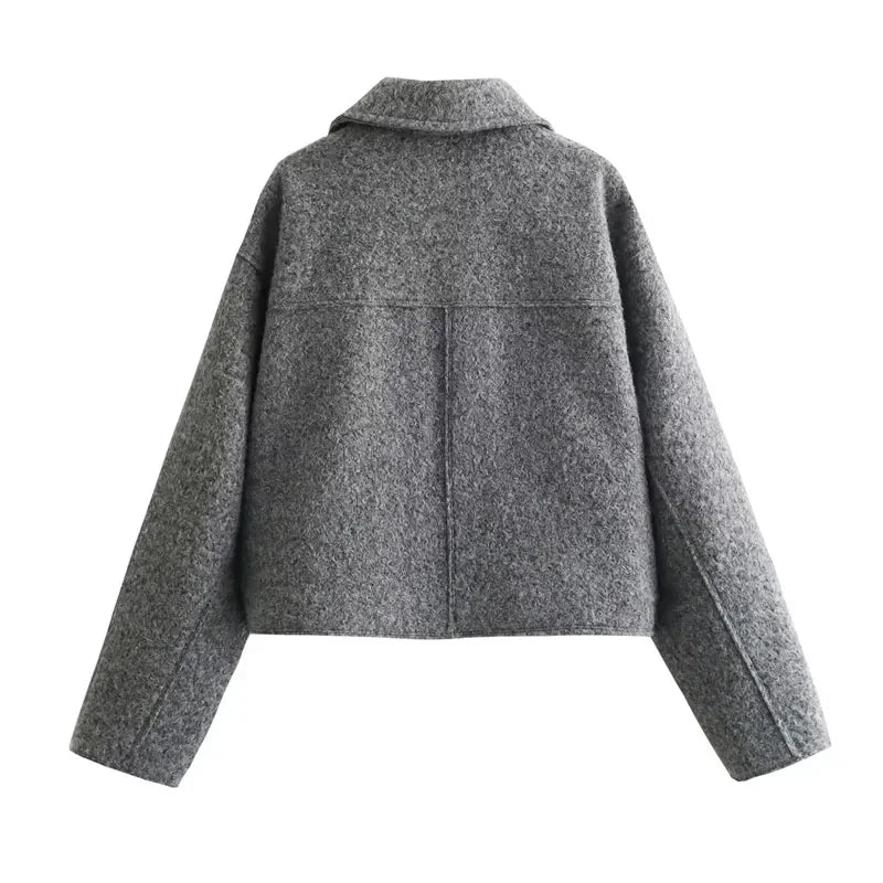 ASDS Autumn Winter Cropped Jacket for Women Short Coat Tweed Jacket