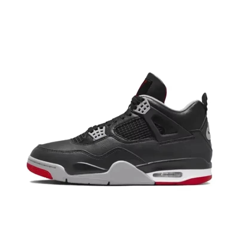 Nike Air Jordan 4 "Bred Reimagined "Wear-resistant Mid-top Retro Basketball Shoes for Men's The Same Black and Red FV5029-001