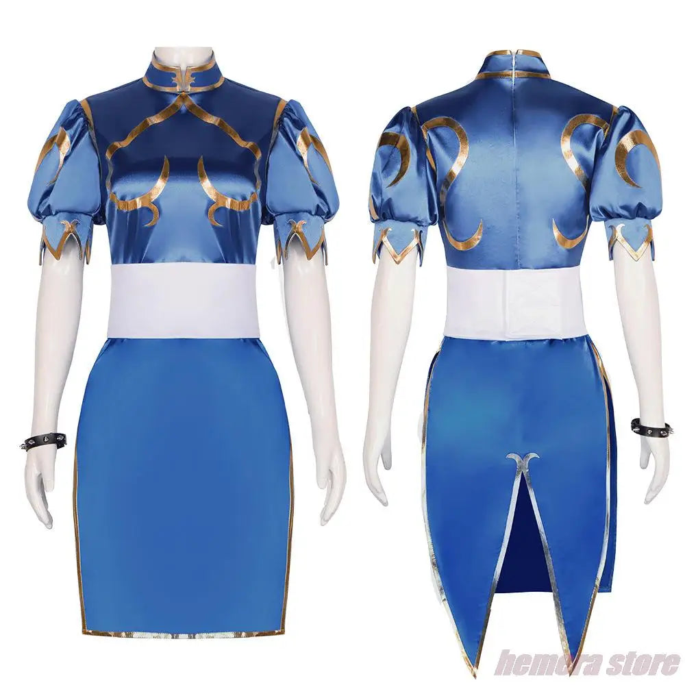 Anime Chun-Li Street Fighter Cosplay Cheongsam Dress Sets Adult Women Cute Halloween Carnival Party Show Costumes