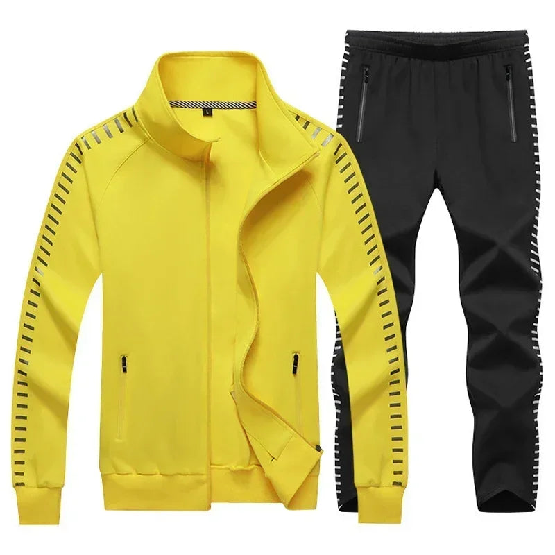 Men's Casual Tracksuits Long Sleeve Gym Jogging Running Suits Sweatsuit Sets Track Jackets + Pants 2 Piece Basketball Sportsuits