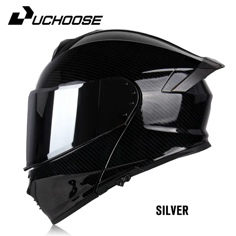 Uchoose DOT Approved Full Face Helmets Crash Motorbike Protective Gear Men Women Flip Up Helmet Motorcycle Double Sun Visor