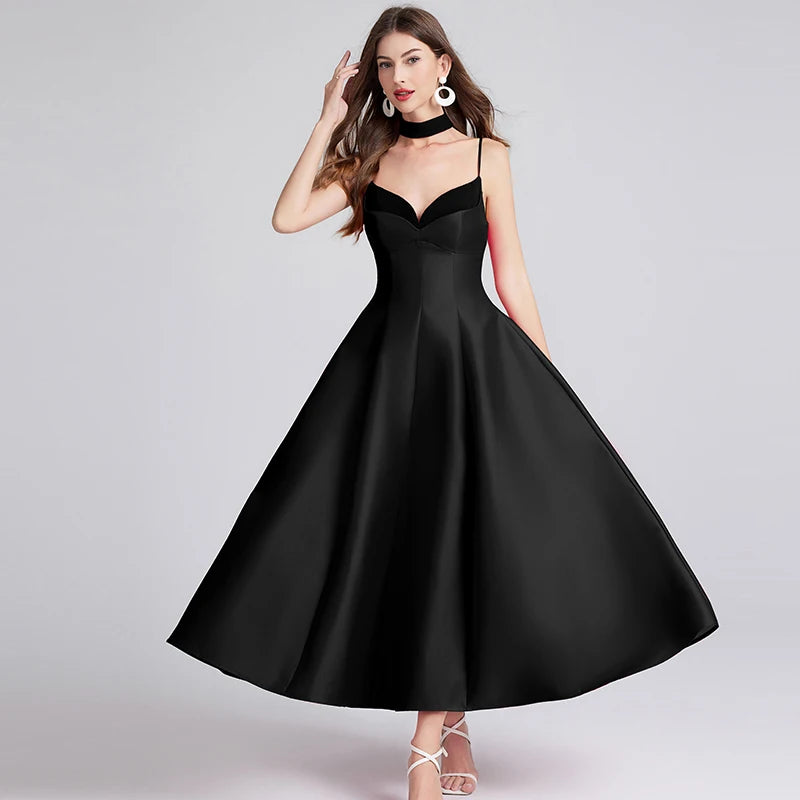 2024 French Summer Velvet Patchwork Spaghetti Strap Prom Party Dress High Quality Women Strapless Sexy Backless Ball Gown Robe