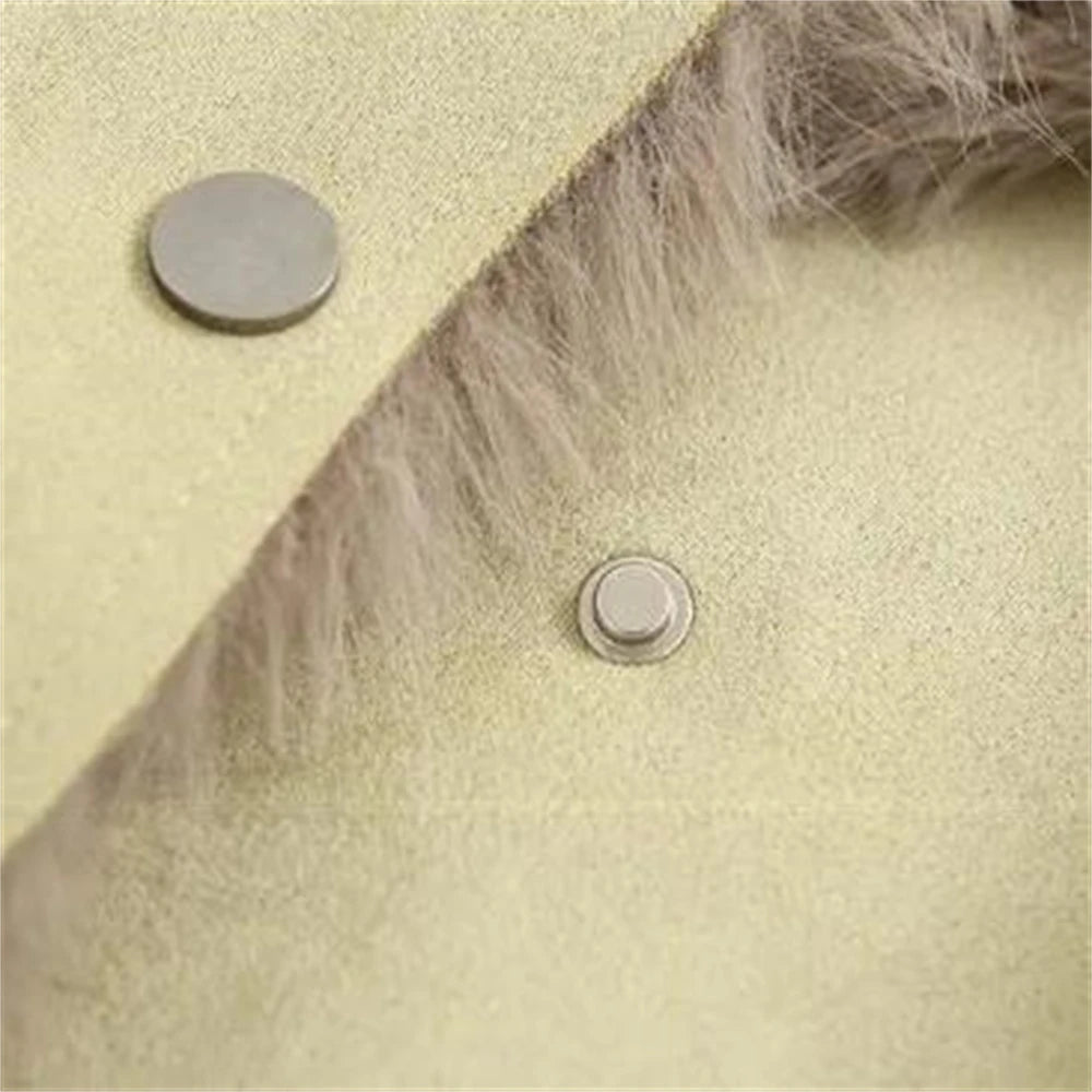 Imitation Rabbit Fur Lining Sheepskin Neck Short Coat Hot Selling Lnternet Celebrity Style Winter Women Imitation Leather Truly